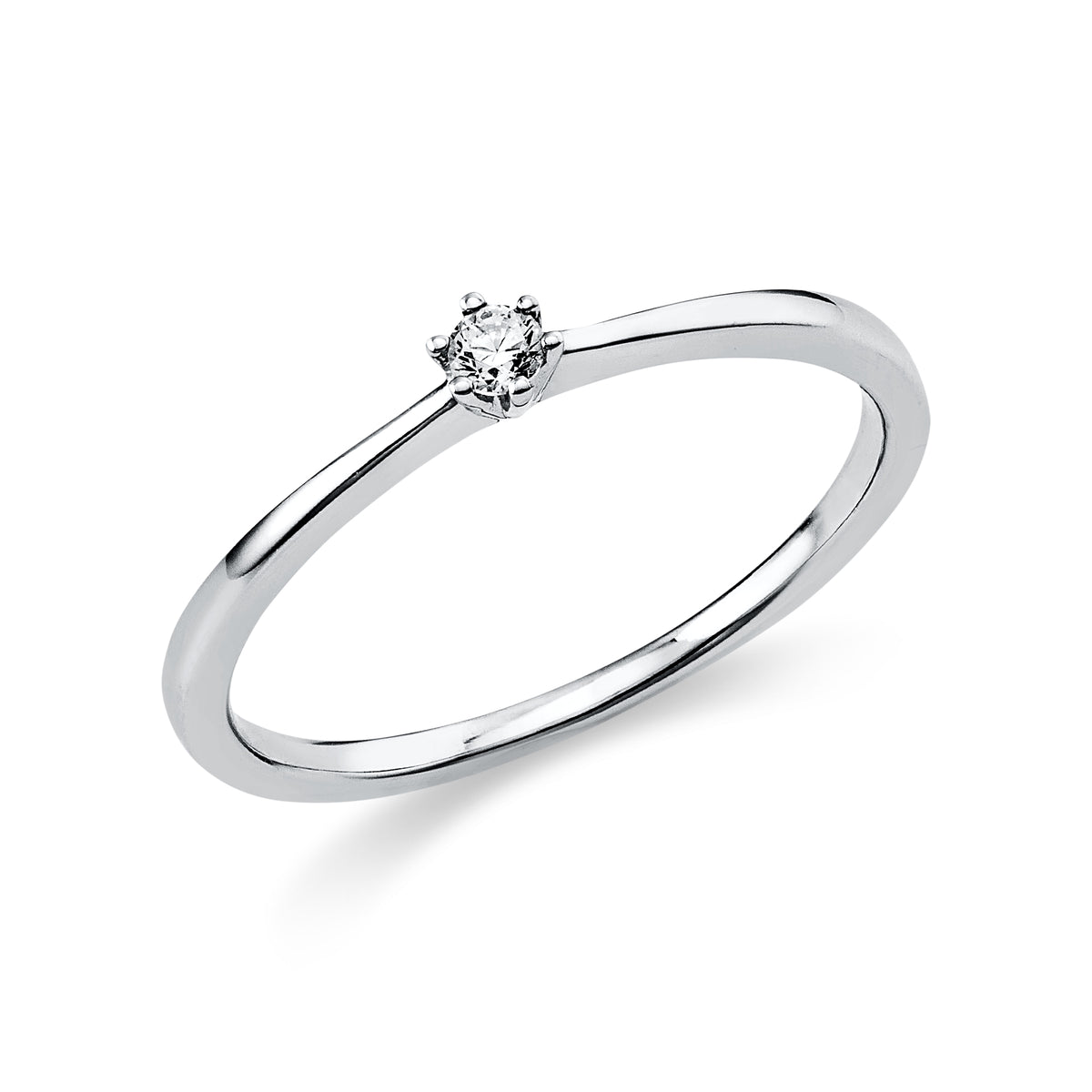 Solitär Verlobungsring 750er Weißgold 0,05ct Diamant