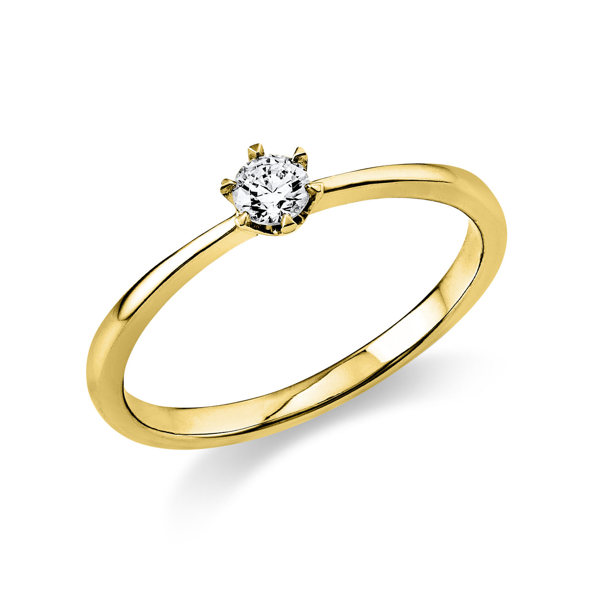 Solitär Verlobungsring 750er Gelbgold 0,15ct Diamant