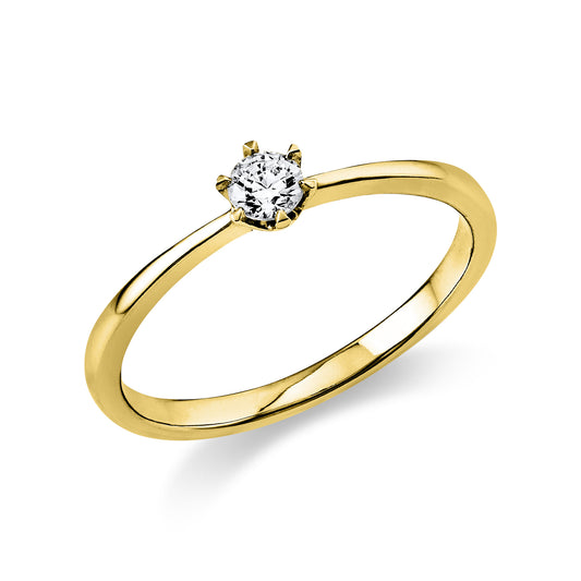 Solitär Verlobungsring 750er Gelbgold 0,15ct Diamant