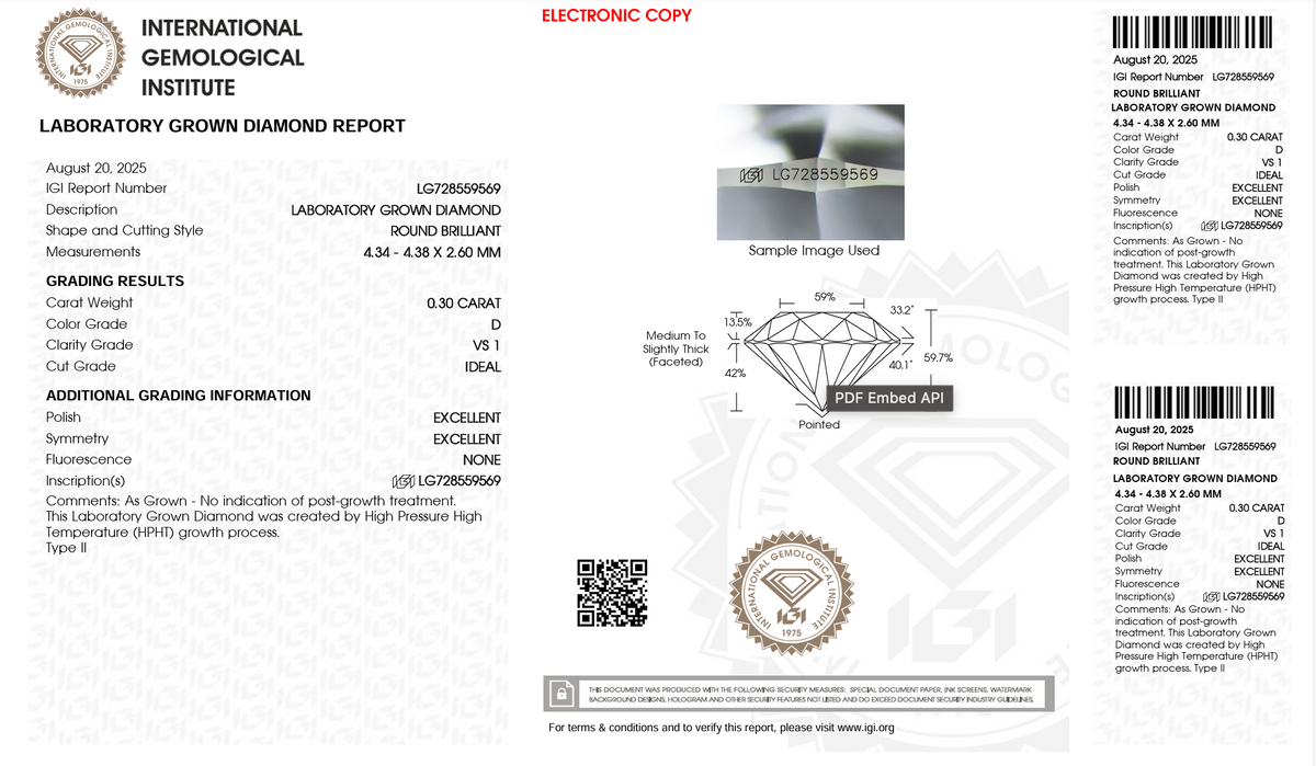 Round Lab Diamond 0,20ct