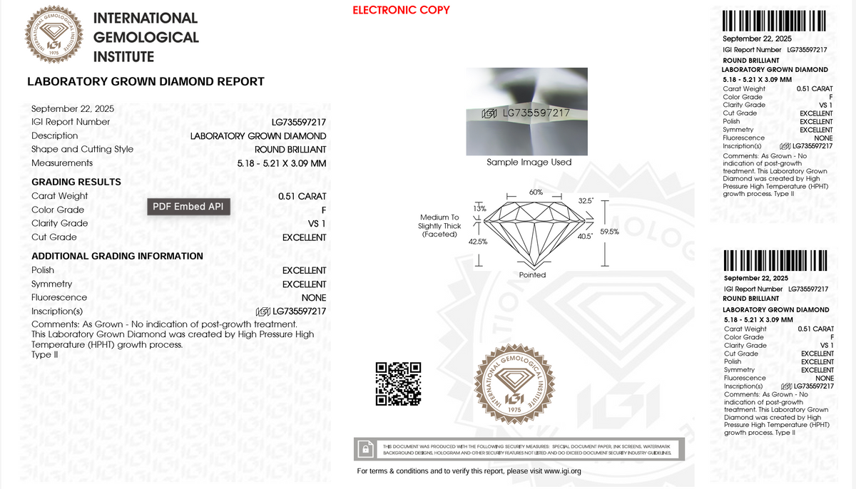 Round Lab Diamond 0,51ct