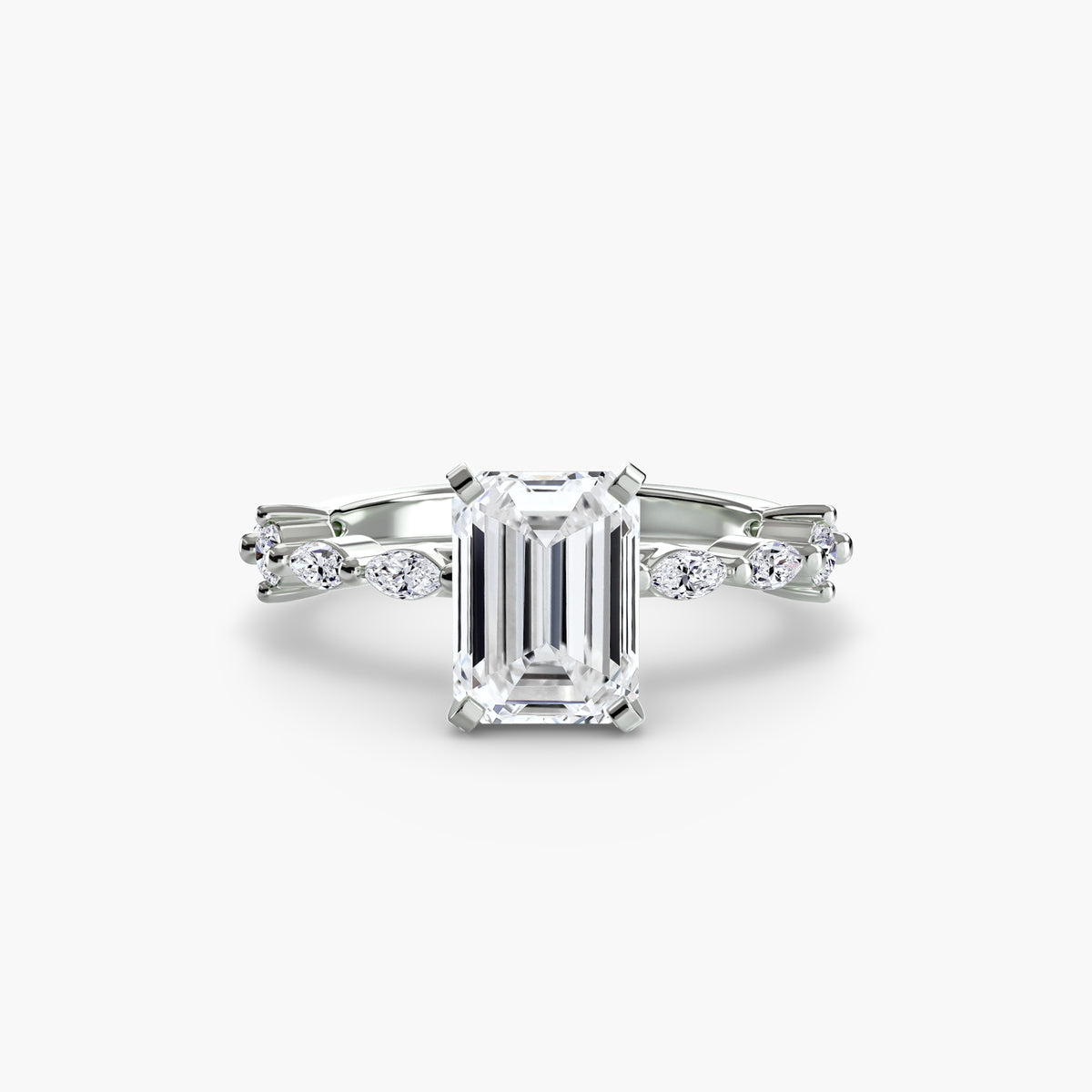 Solitär Ring mit Eternity-Pavé