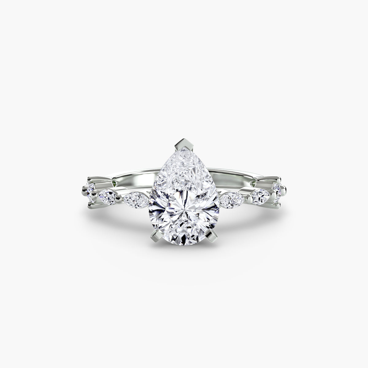Solitär Ring mit Eternity-Pavé