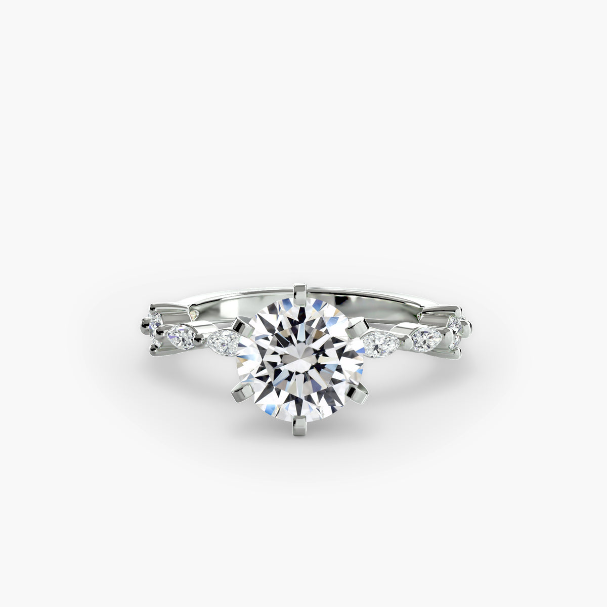 Solitär Ring mit Eternity-Pavé