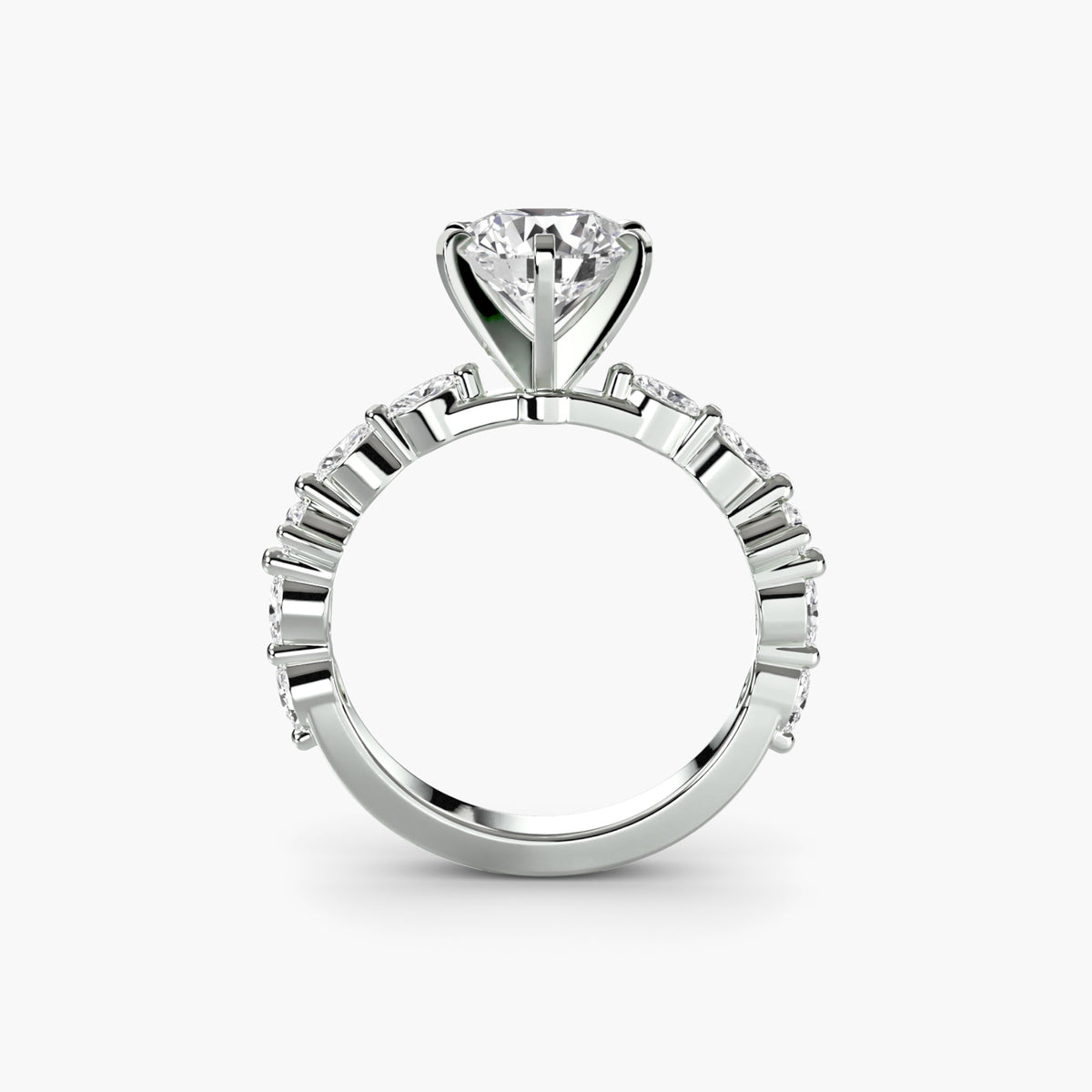 Solitär Ring mit Eternity-Pavé