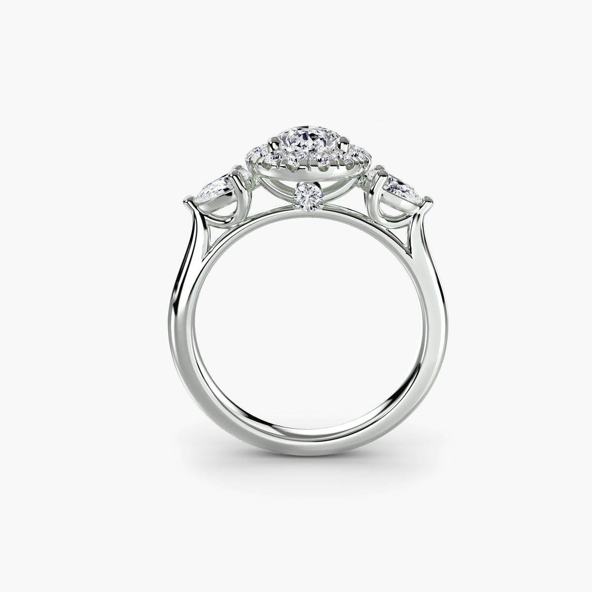 Three stone Halo Ring