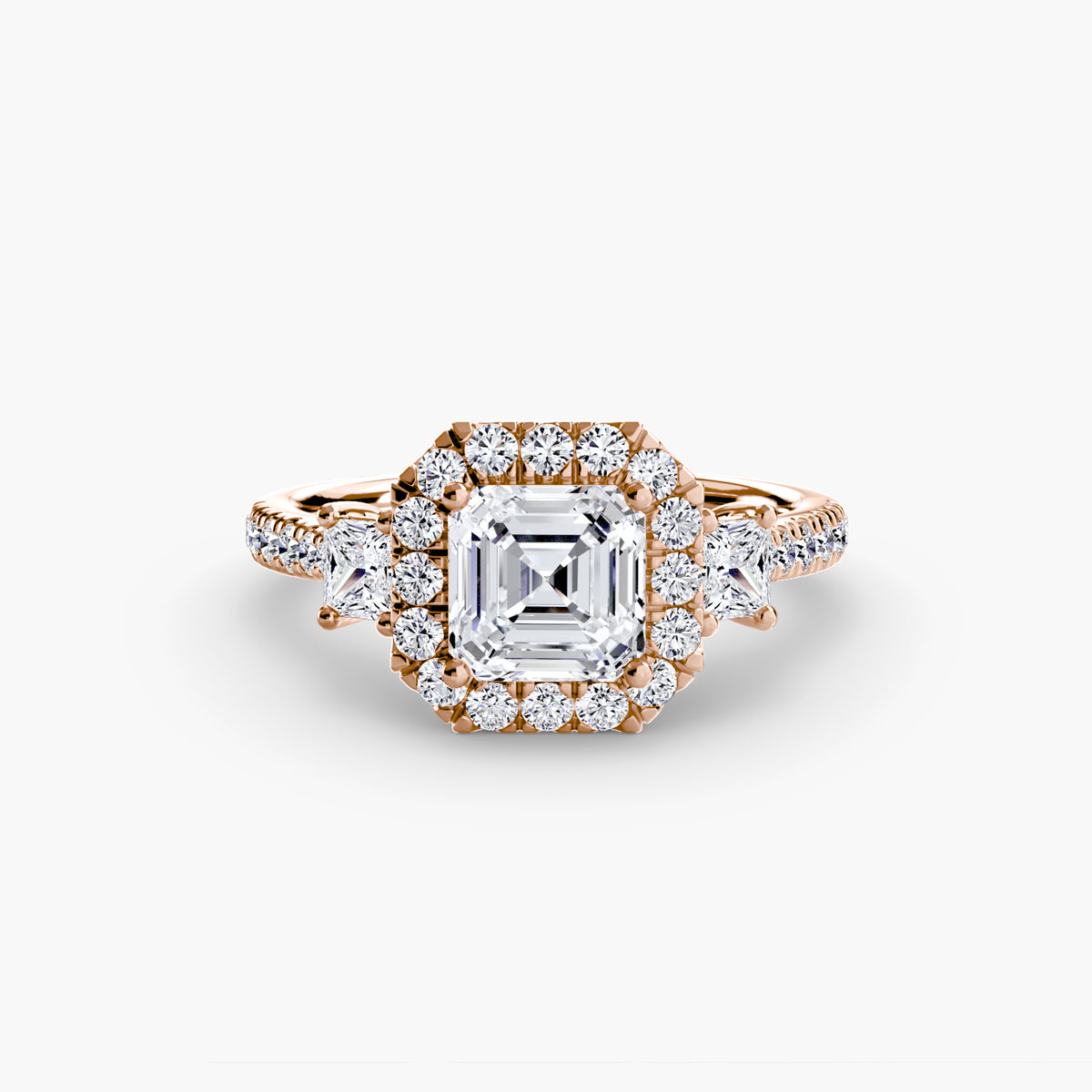 Three Stone Halo Ring  2