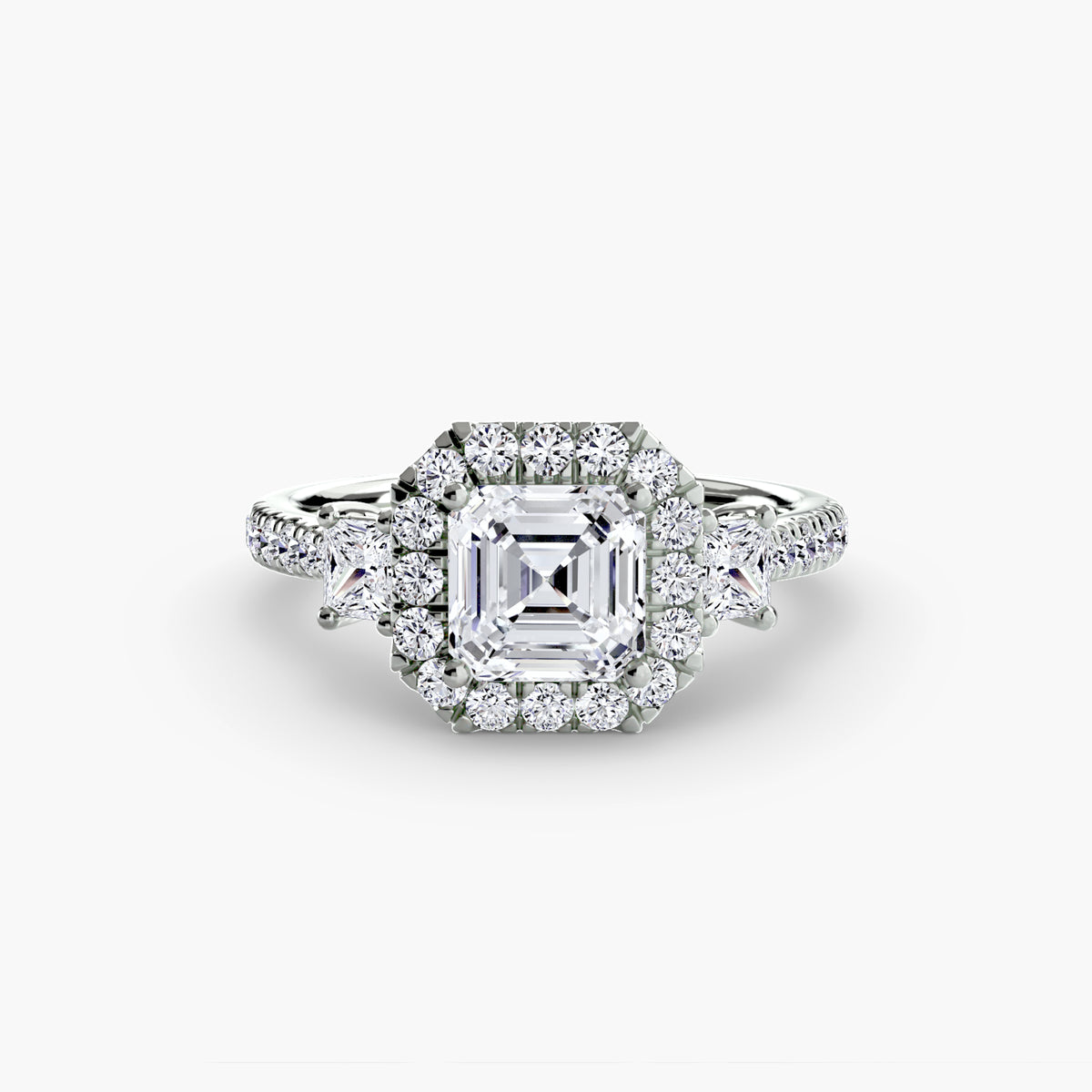 Three Stone Halo Ring  2
