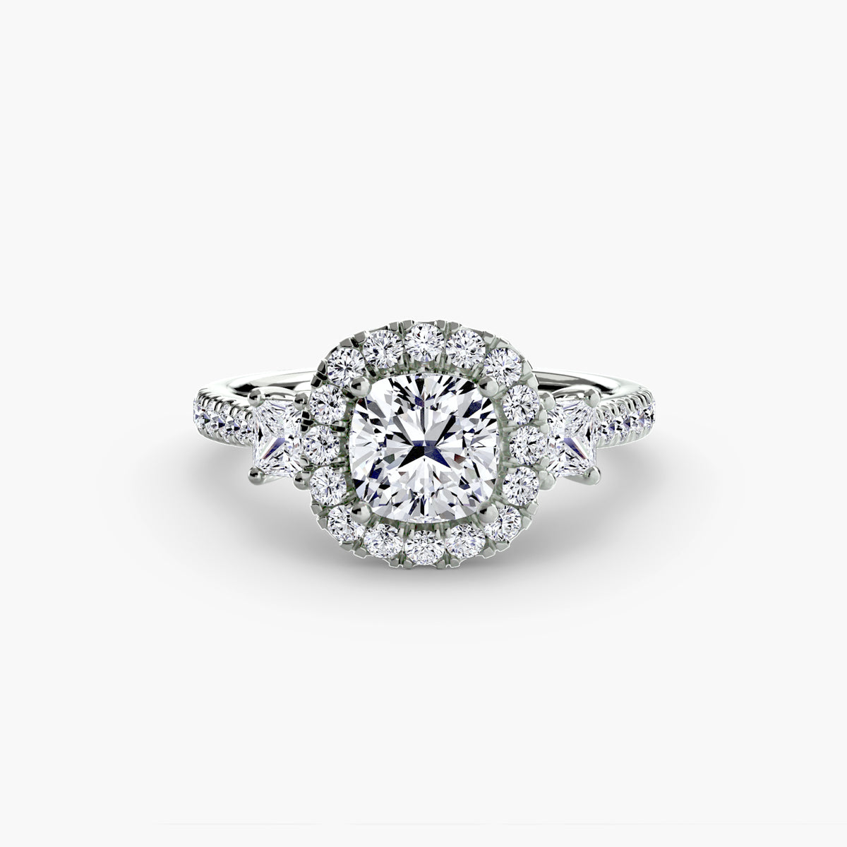 Three Stone Halo Ring  2