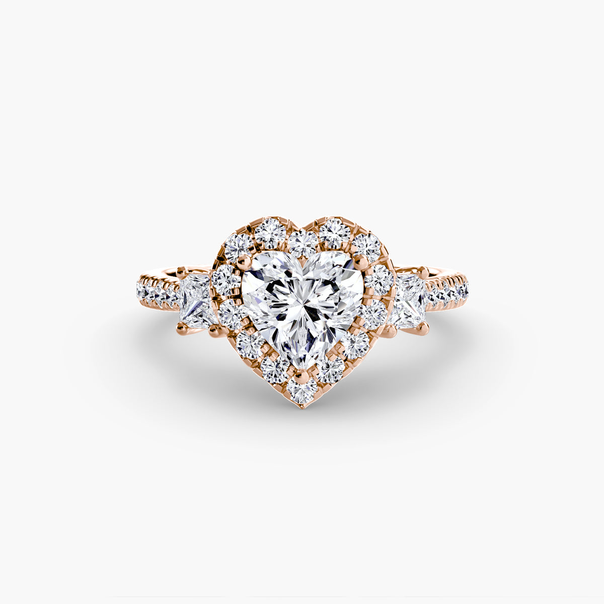 Three Stone Halo Ring  2