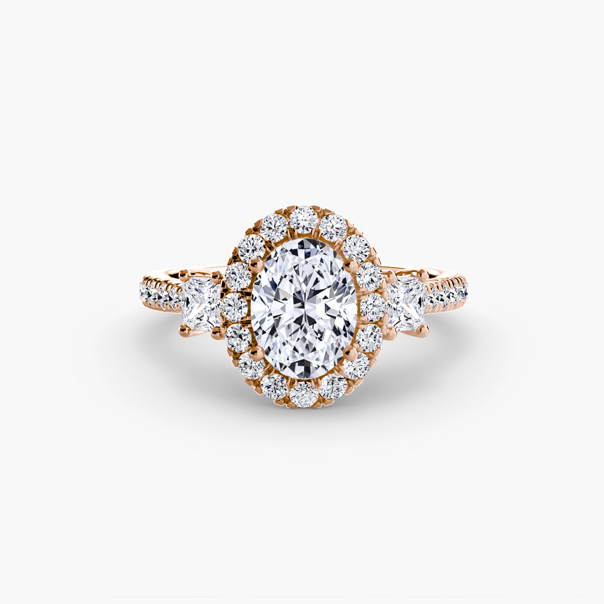 Three Stone Halo Ring  2
