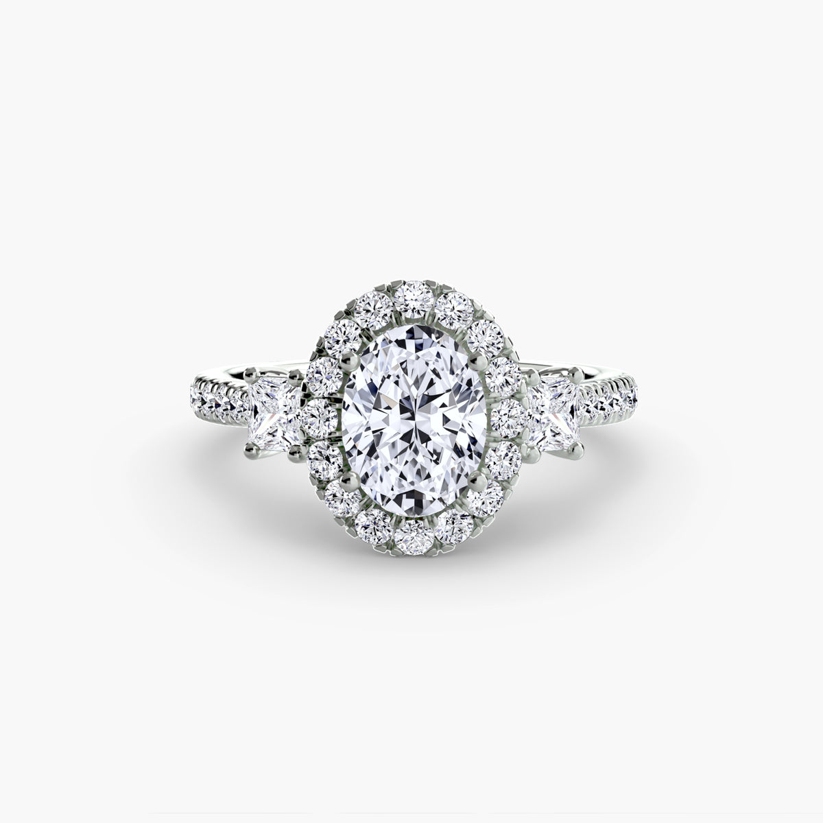 Three Stone Halo Ring  2
