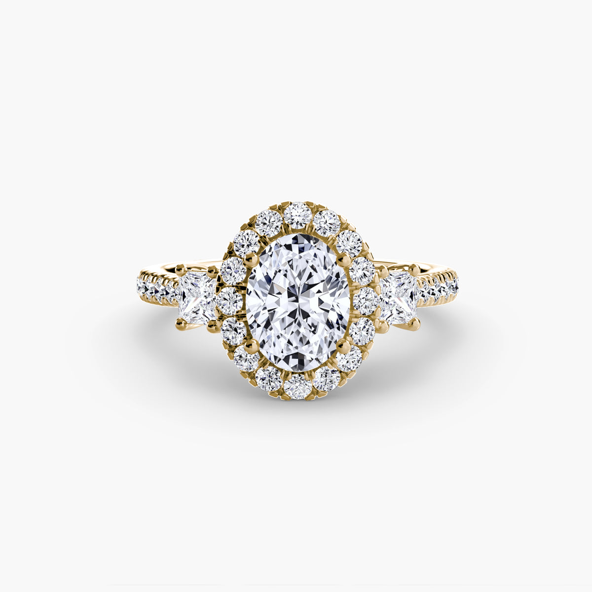 Three Stone Halo Ring  2