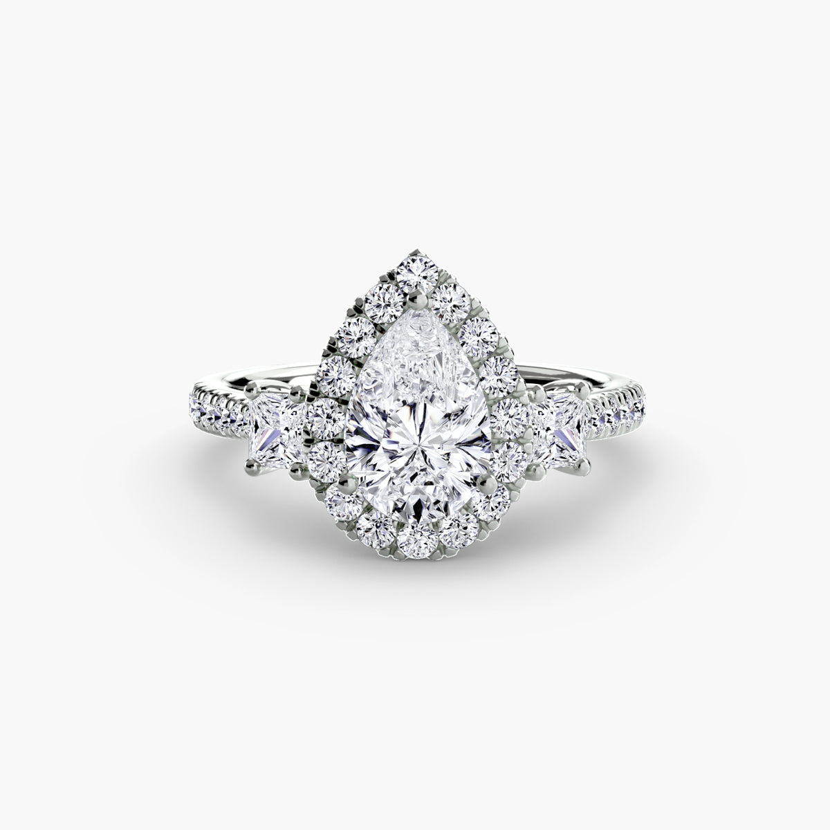 Three Stone Halo Ring  2