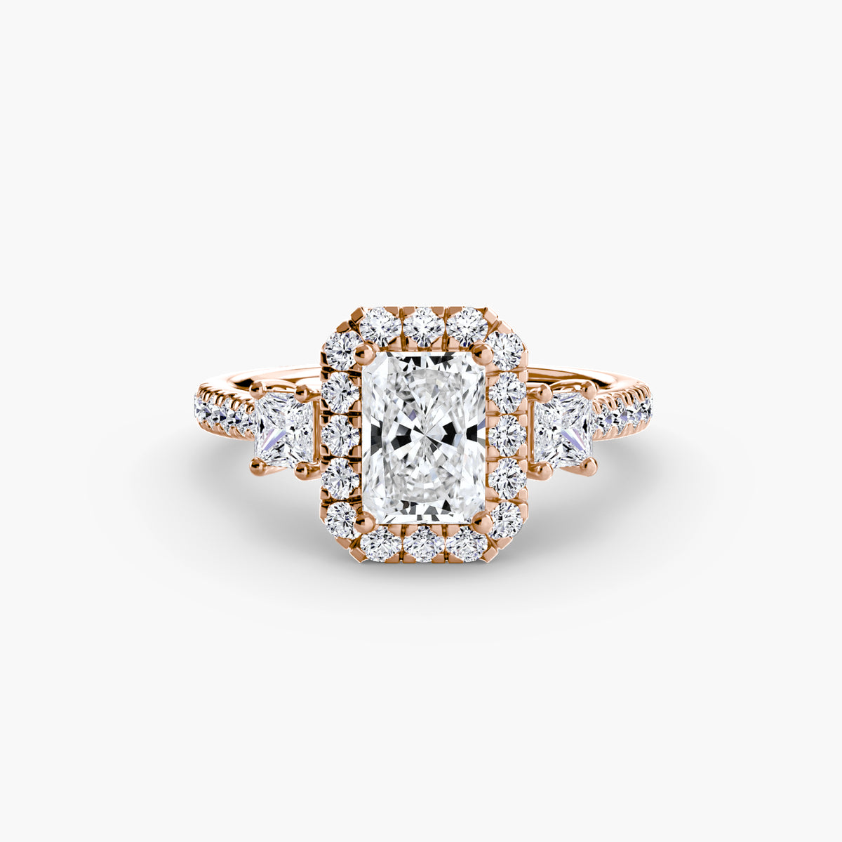 Three Stone Halo Ring  2