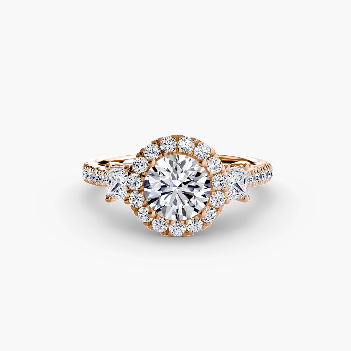 Three Stone Halo Ring  2