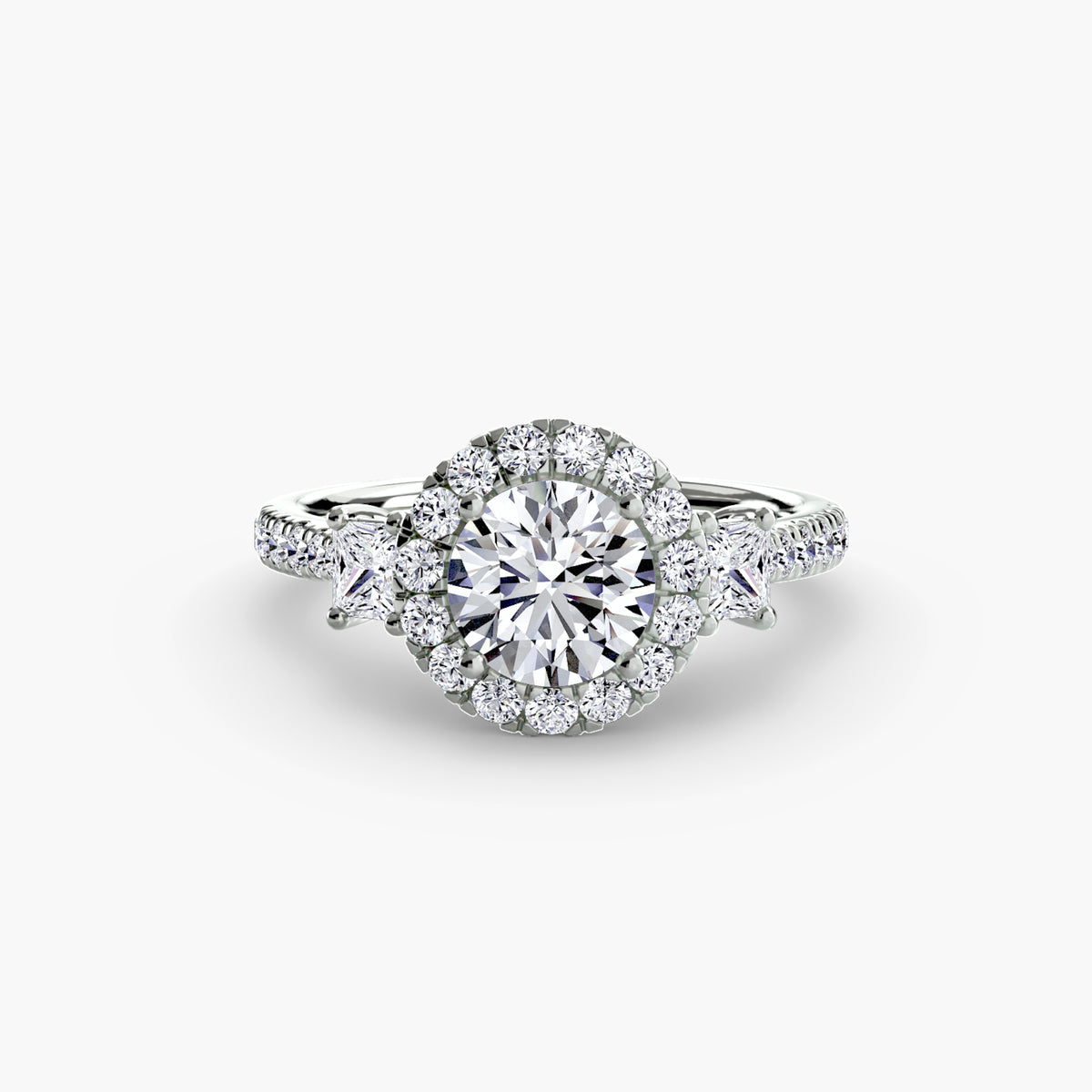 Three Stone Halo Ring  2