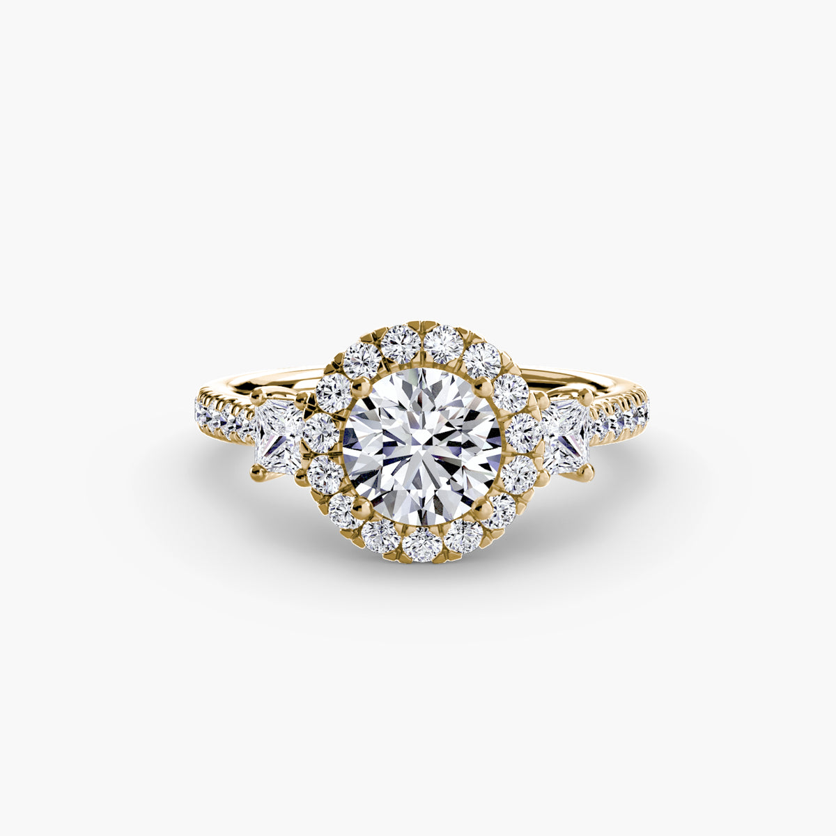 Three Stone Halo Ring  2