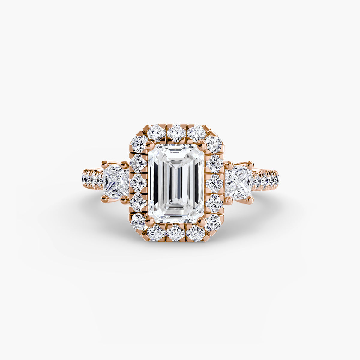 Three Stone Halo Ring  2
