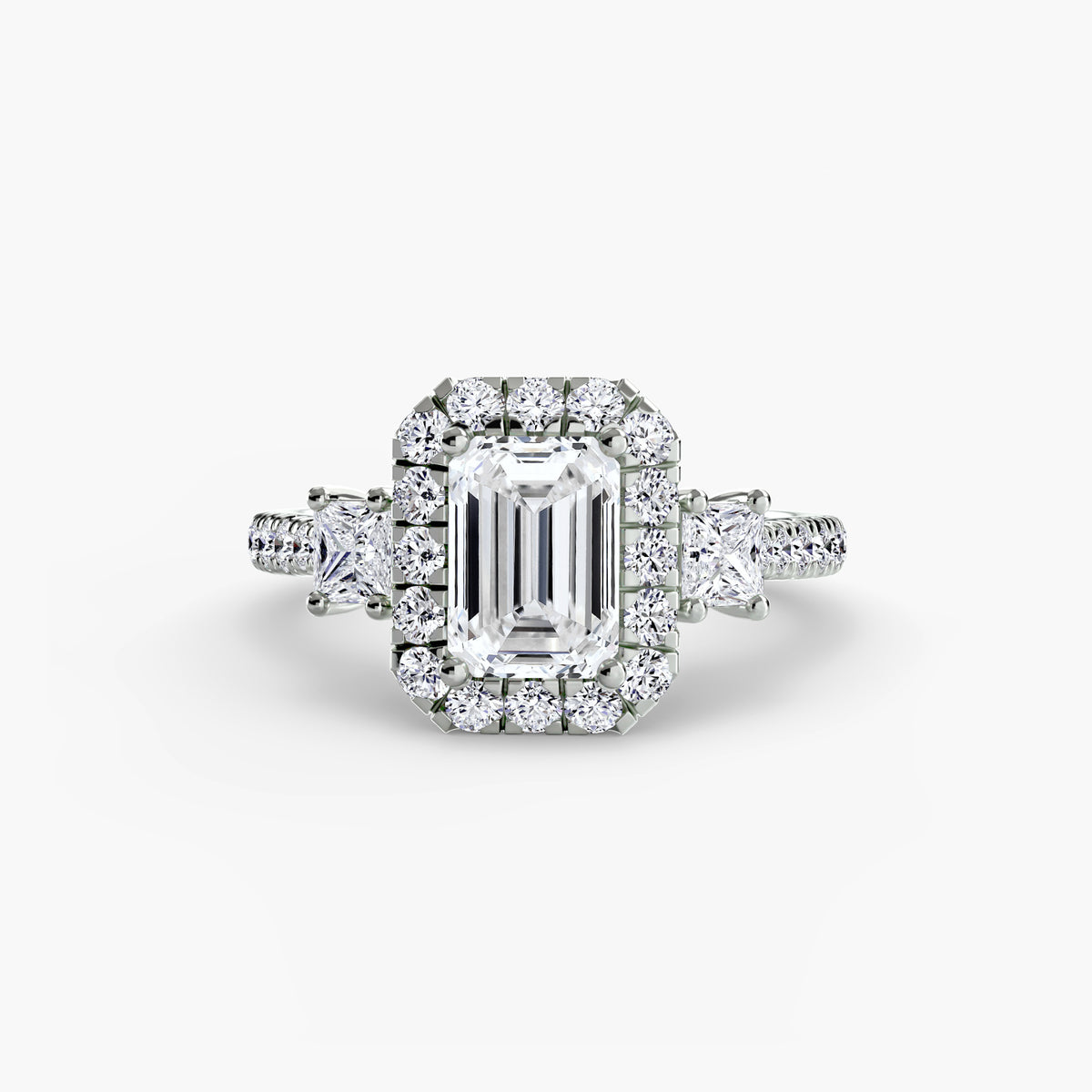 Three Stone Halo Ring  2