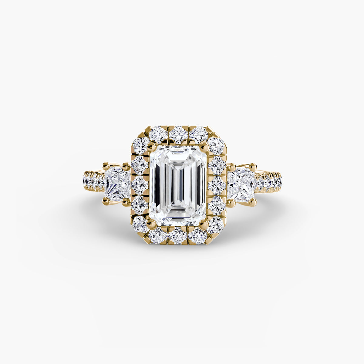 Three Stone Halo Ring  2