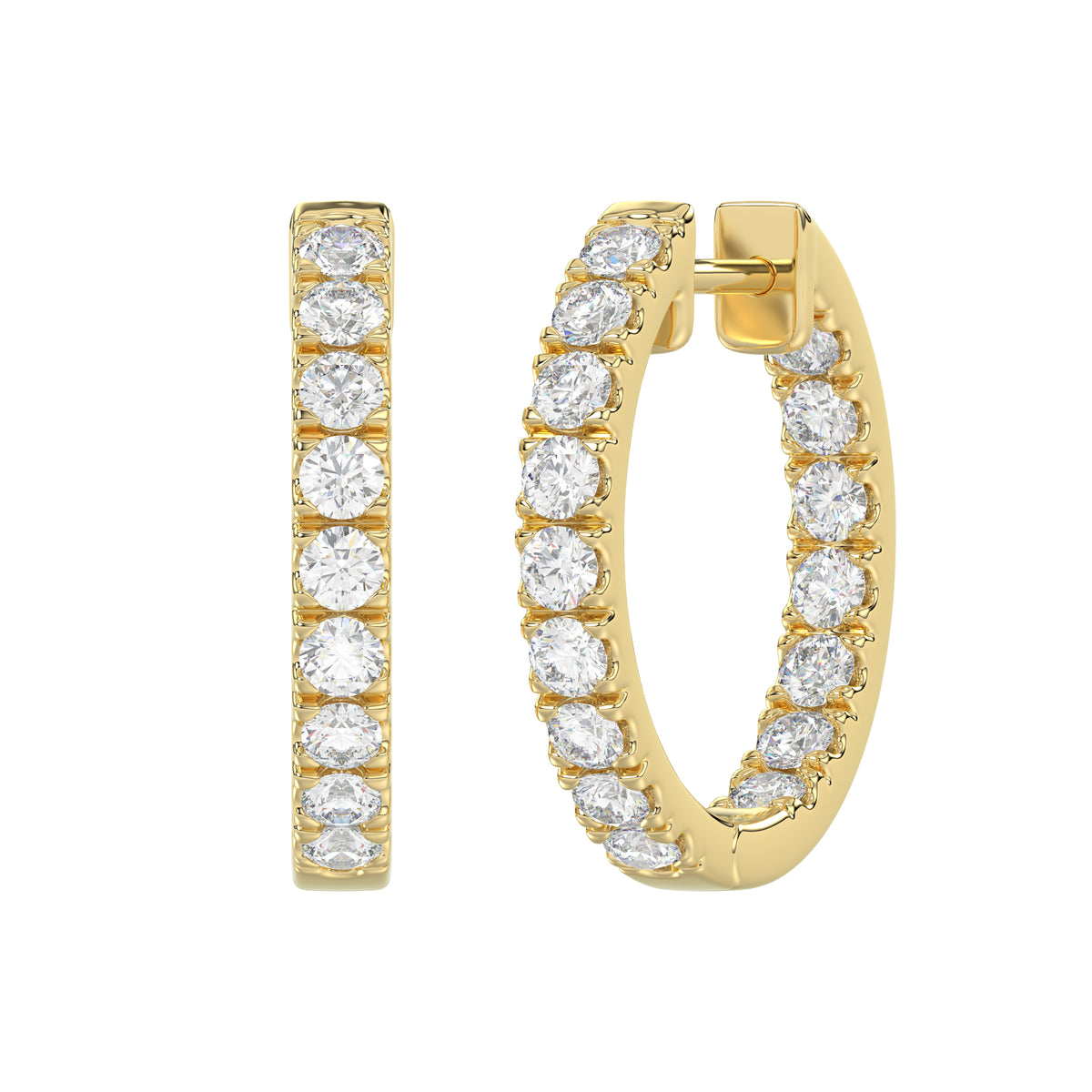 Inside Outside Hoops - 14K Gelbgold - 1ct - Laborgezüchtet Diamanten