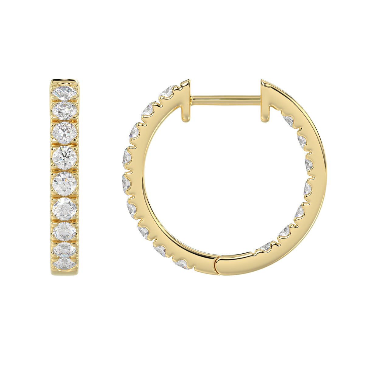 Inside Outside Hoops - 14K Gelbgold - 1ct - Laborgezüchtet Diamanten
